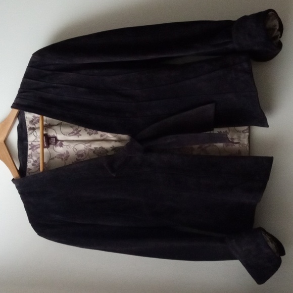 🖤 Danier Leather | Suede Blazer | Genuine Leather | Grey | Size L - Picture 2 of 11